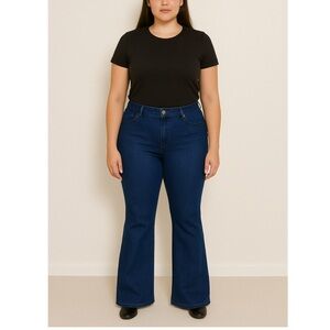 NEW Ryegrass Blue High Waisted Flare Jeans Womens size 22 W Denim Pants Stretch